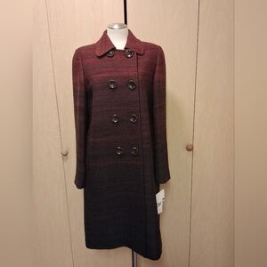 NWT Lafayette 148 New York Red Ombre Wool Blend Long Coat Size M | $1298